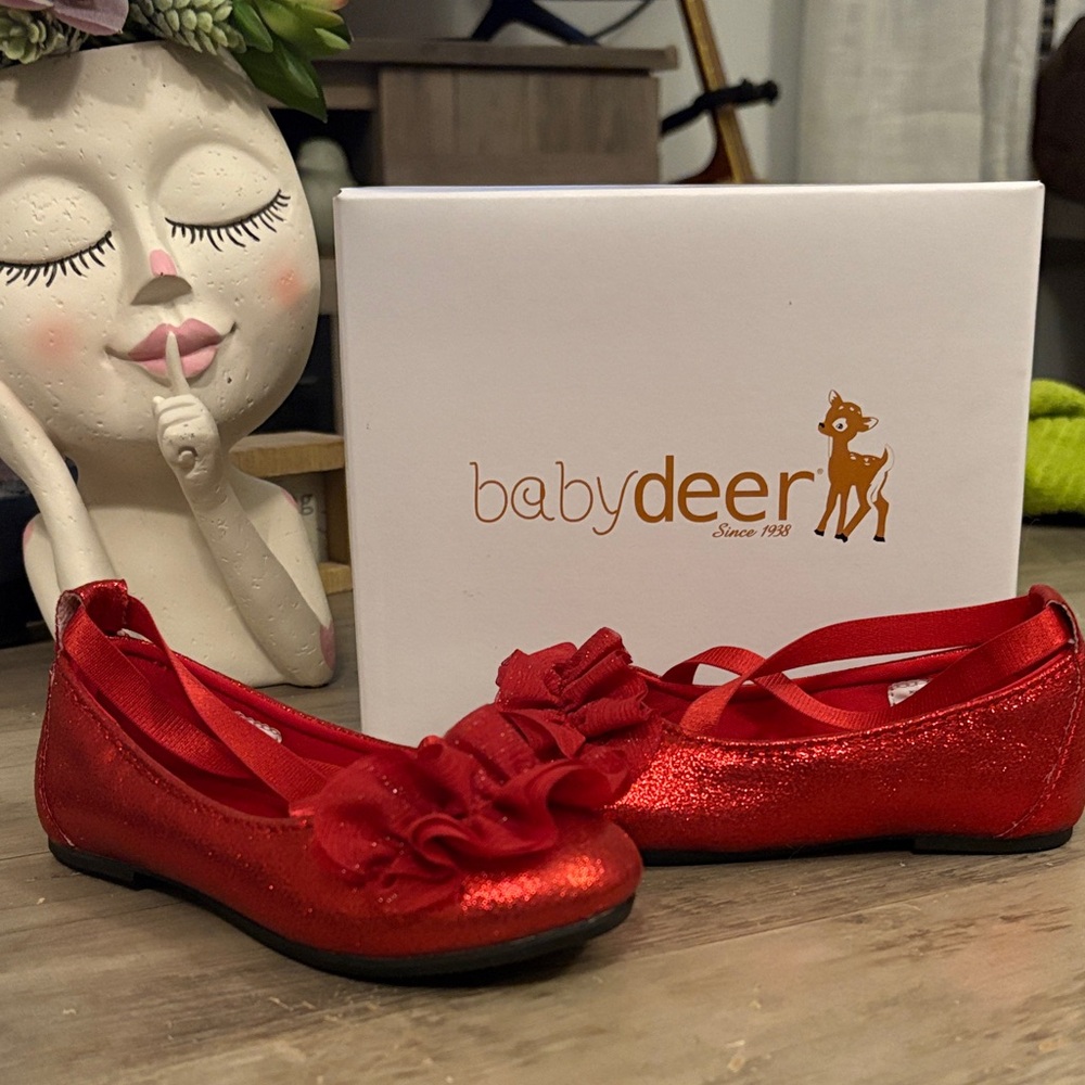 #137 Baby Deer Sparkling Red Dress Shoes toddler girl size 8 NWTWB - Picture 3 of 11